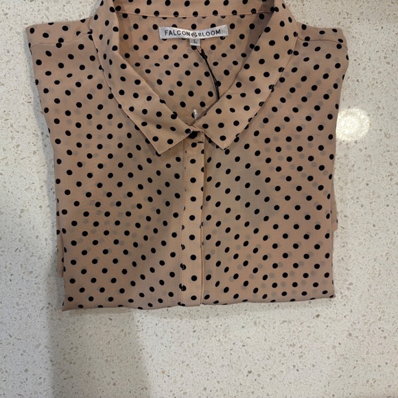 Polk Dot Nude/Black long sleeve silk blouse NWT - Picture 13 of 13